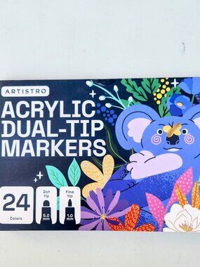 NEW 24 Acrylic Paint Markers Dual-Tip Art Supplies Pens for Rock Painting, Fabri